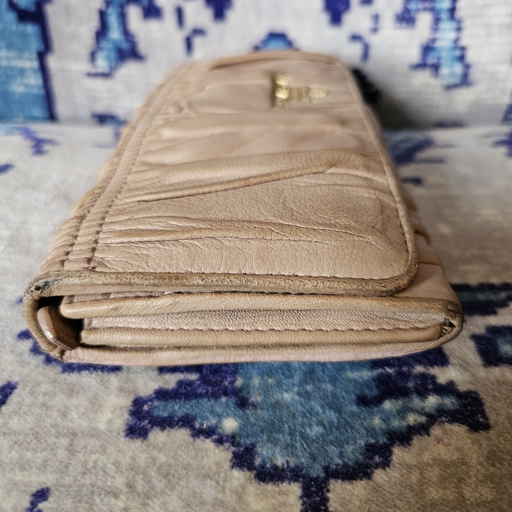 Prada Double Snap Nappa Gauffre'a Wallet Cipria Light Pink Luxury Neutral Italy - Picture 6 of 16